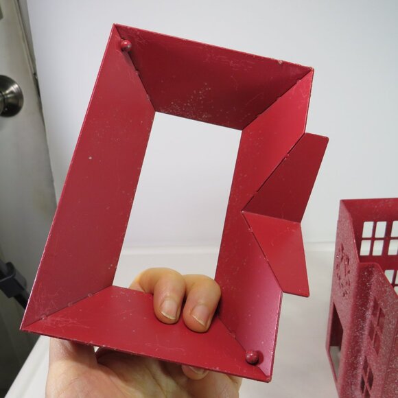 Thick Red Metal House Glittered Luminary Candle Holder White Barn Candle Co - Picture 7 of 13